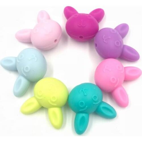 Rabbit Head Silicone Beads Baby Teething Teether 5pcs/pack BPA Free Necklace Making Making Chew Toy Baby care products