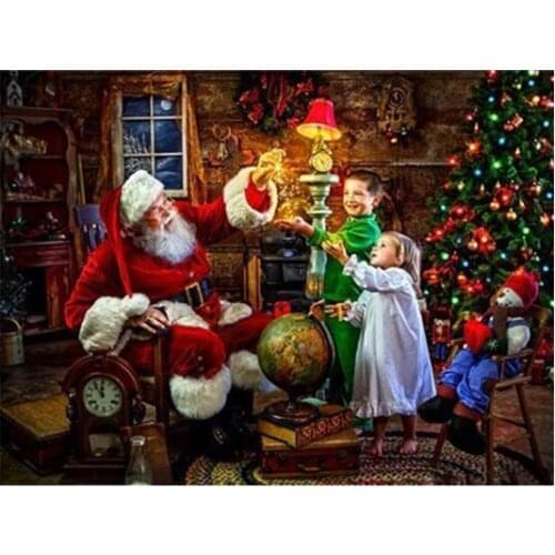 5D Diy Daimond Painting Cross-stitch Santa Claus&kids 3D Christmas Diamond Painting Round Rhinestones Embroidery Diamant