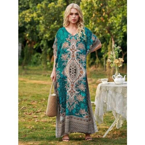 Abaya Dubai Turkish Muslim Dress for Women African Dashiki Print Dresses Jalabiya Moroccan Kaftan Robe Islamic Djellaba Femme