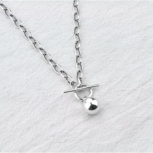 925 Sterling Silver Round Bead Thai Silver Pendant Necklace Clavicle Chain Geometric Necklace For Women Men Jewelry S-N566
