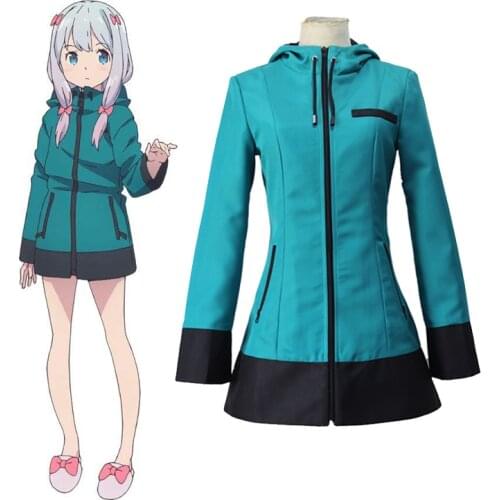 Anime Eromanga Sensei Cosplay Izumi Sagiri Uniform Hooded Coat Costume Blue Hoodies Casual Outerwear Zipper Jacket