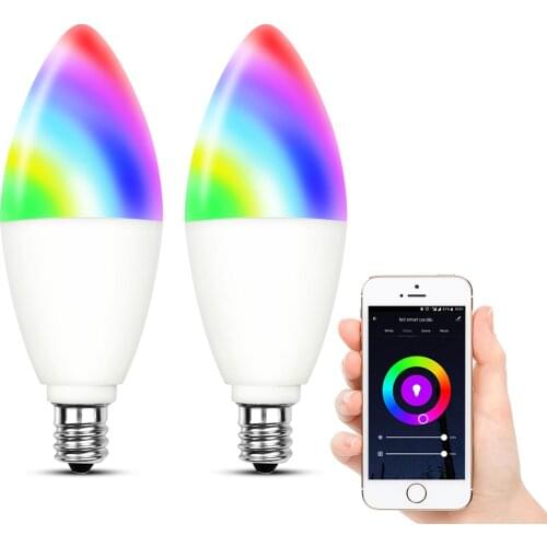 WLAN one click quick connect Alexa bulb E14 intelligent LED C37 6W dimmable fun candle bulb controlled by application program