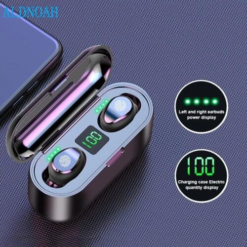 ALDNOAH Wireless Earphones TWS F9 Bluetooth 5.0 Headphones HIFI Stereo Mini Waterproof Sports Headset Earbuds For iOS/Android