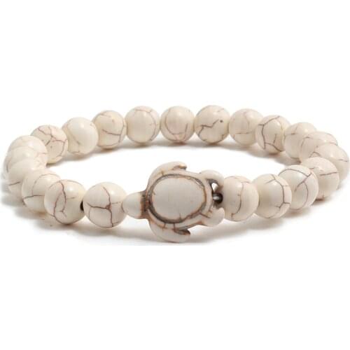 New Fashion Distance Turtle Bangle Bracelet For Women Men Charm Jewelry Black Lava Stone Health Elasticity Bracelets Couple Gift