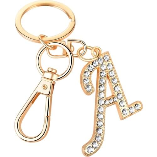Keychain for Women Alphabet Purse Charms for Handbags Crystal Alphabet Initial Letter Pendant with Key Ring