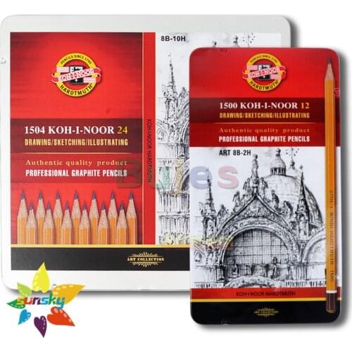 Czech KOH-I-NOOR HARDTMUTH 12/24 pcs sketch pencil iron box set drawing art sketch Multiple grayscale professional art supplies
