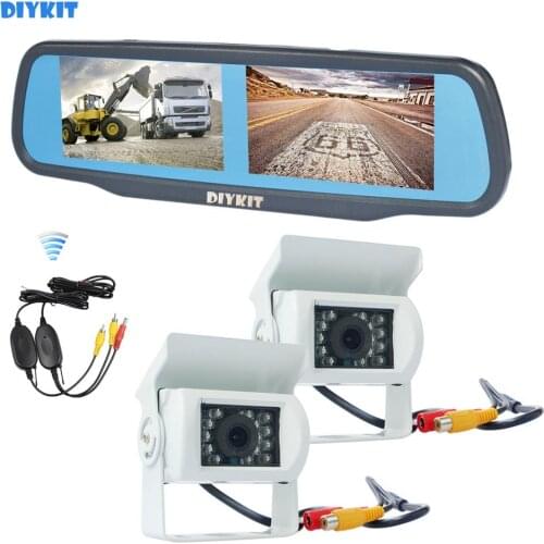 DIYKIT Wireless 4.3" Rearview Car Mirror Monitor + Night Visioin CCD Waterproof Rear View Reverse Backup Car Truck Bus Camera