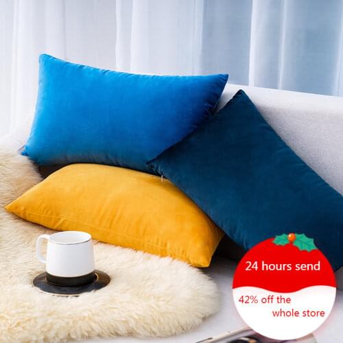 Home Textiles and Decorations 30*50cm Rectangular Velvet Pillowcase Solid Color Lumbar Pillow Cushion