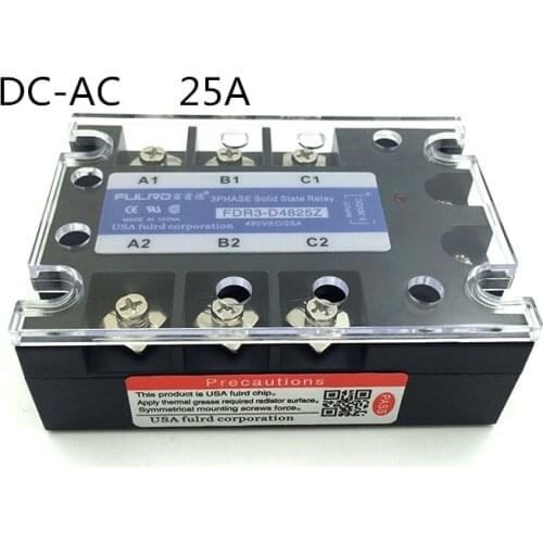 FDR3-D4825Z 25A three phase solid state relays 3-36vdc control 24~480vac 3 phase ssr voltage relay