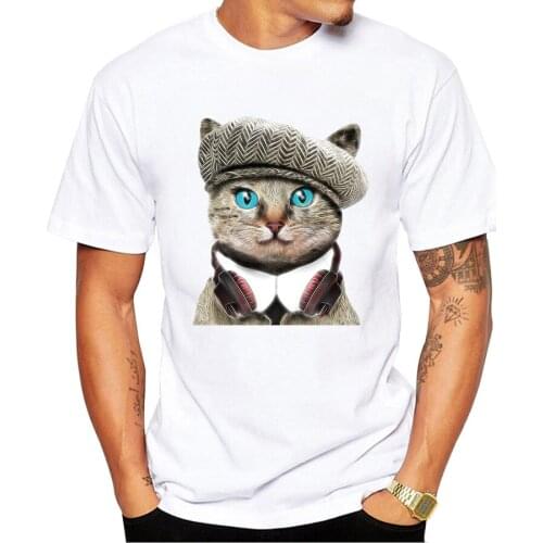 Funny Cat Red Cloud Design Men T-shirt Short Sleeve O-neck Tshirt Cool Animal Indian T Shirts Casual Tops Harajuku Streetwear