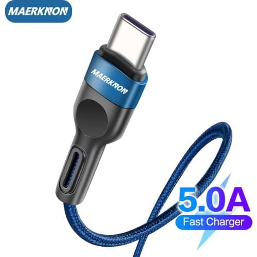 5A USB C Type C Cable Quick Charge 3.0 For Samsung Galaxy S20 M20 M10 S10 S9 Redmi Note 7 Mobile Phone Nylon Type C Data Cord