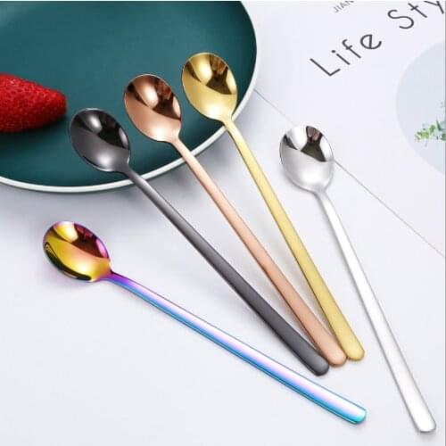 Coffee Latte Spoon Food Grade Stainless Steel 20cm/23.8cm Long Handle Glass Ice Cream Sundae Tea Spoon Kitchen Tableware
