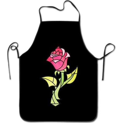 Humor Kitchen Aprons Spring/Winter/Halloween/Thanksgiving Apron for Cooking Baking Rose Beauty and Beast Cartoon
