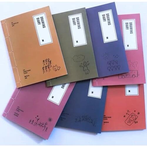 Hot KPOP Bangtan Boys 2019 Summer Drawing Diary Mini Photo Book Postcard Collection Photocard Photo Copies Jung Kook Fans Gift