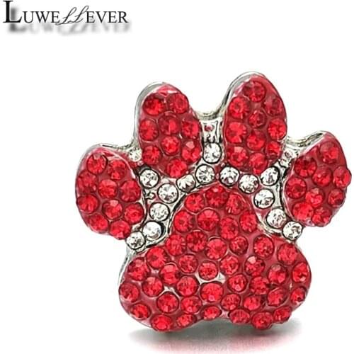 Luwellever w465 Animal Paw Print Crystal 18mm Metal Snap Button Bracelet Necklace Interchangeable Jewelry Accessorie Findings