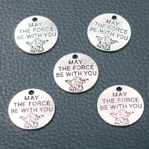 10pcs MAY THE FORCE BE WITH YOU Charms Metal Tags Pendants Hip Hop Bracelet Necklace Accessories For Jewelry Crafts Making P477