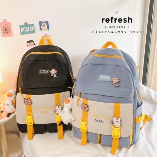 Harajuku Kawaii School Backpack Nylon Large-capacity Backpack For Women Simple And Versatile Travel Bag