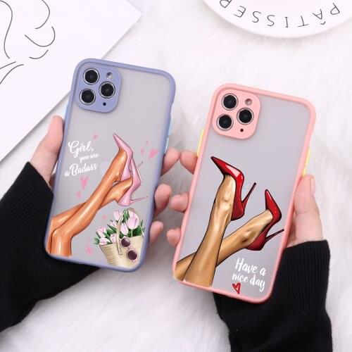 Fashion Model High heeled shoes Girl Phone Case for iPhone 12 Mini 11 Pro X XS Max XR 8 7 6 6s Plus Hard Matte Back Cover