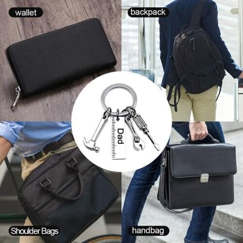 Fashion Keychains Stainless Steel Letters Keychain DIY Creative Hammer Screwdriver Wrench Keyring Handbag Decor Party Gifts