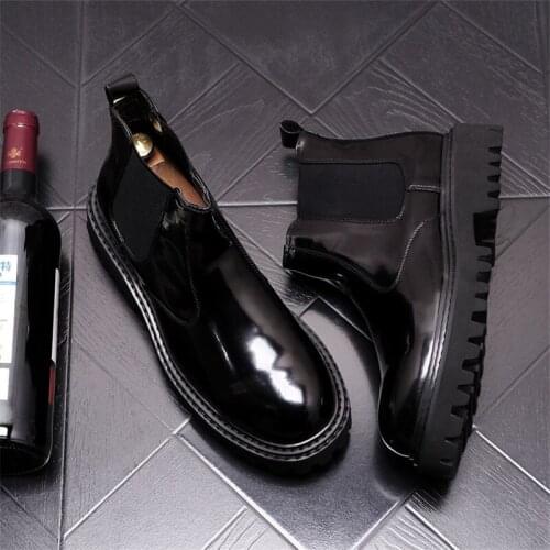 Fashion Leather Men High Tops Shoes Punk Chelsea Work Martin Boots Zapatillas Hombre