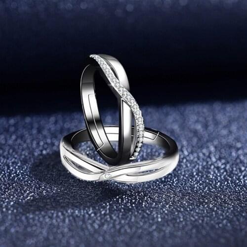 Fashion Couple Rings Silver Rings Zircon Wedding Rings Jewelry Accessories Valentine Gift For Wedding