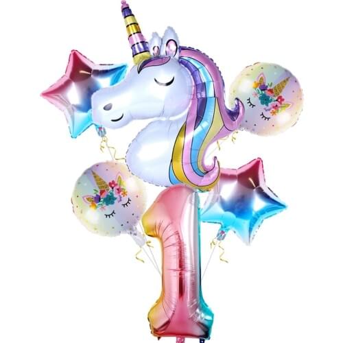 PATIMATE Unicorn Balloon Unicorn Party Decoration 1st Birthday Party Decor Kids Number Balloon Baby Shower Decor Globos