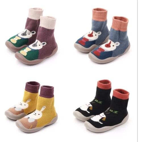 Cartoon Animal Socks Childrens Indoor Non-slip Plus Velvet Spring and Autumn Toddler Socks Shoes Baby Floor Shoes