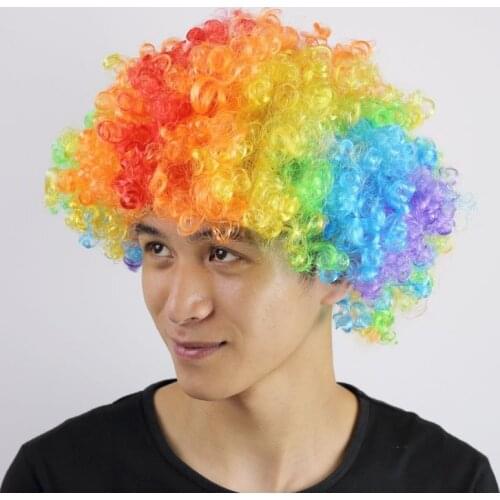 2018 New Halloween Christmas Hats Costume Hair Wig Football Fan Wig Clown Hair wigs Child Adult Colorful Free Shipping