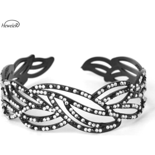 New Casual Plastic Hollow Headband Headdress Crystal Rhinestones Hair Pieces Bands Clips Hoop Women Hair Jewelry Accessories