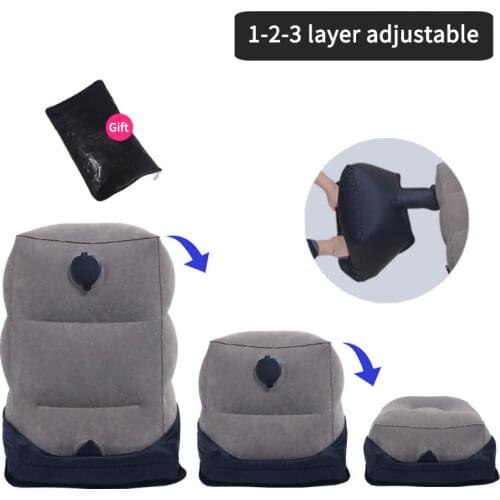 Update Travel Foot Rest Pillow Adjustable Height Portable Leg Rest Pillow Cushion High Quick Inflatable Bag Not Need Mouth Blow