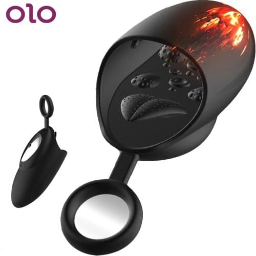 OLO 12 Speed Glans Massager Male Masturbation Cup Penis Tongue Licking Delay Trainer Vibrator Sex Toys for Men Sex Products