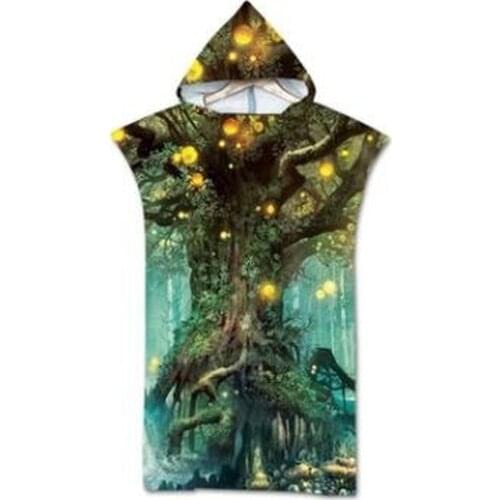 Adult Printed Pattern Microfiber Bath Beach Towel With Hooded Poncho For Swimming Surf Change Robe Bathrobe Quick Dry Beachwear