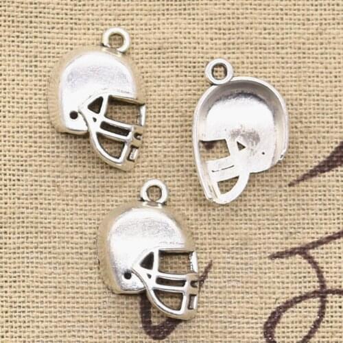 20pcs Charms Soccor Football Helmet 20x15mm Antique Bronze Silver Color Plated Pendants Making DIY Handmade Tibetan Jewelry