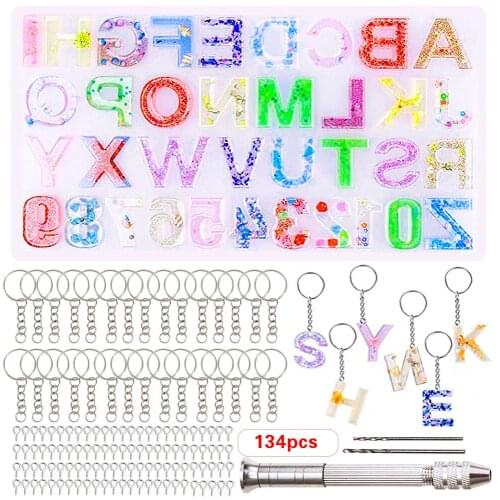 1 Set Crystal Epoxy Resin Silicone Mold Letter Number Pendant Casting Transparent Mould DIY Crafts Jewelry Making Tools