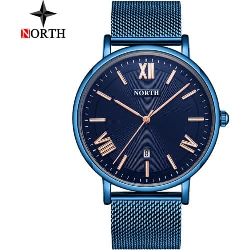 Luxury Brand NORTH Men Watches Fashion Sport Quartz Watch Men Simple Stainless Steel Waterproof Watches Clock Relogio Masculino