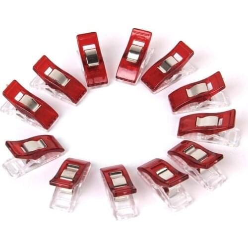 Sewing Craft Quilt Binding Plastic Clips Clamps Pack of 50 Clear and Red AA7851