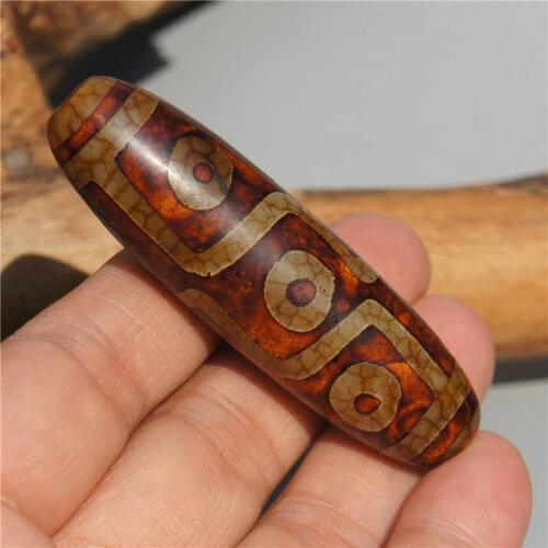 Tibetan DZI Bead Old Agate 9 Eye Totem Amulet Necklace Pendant
