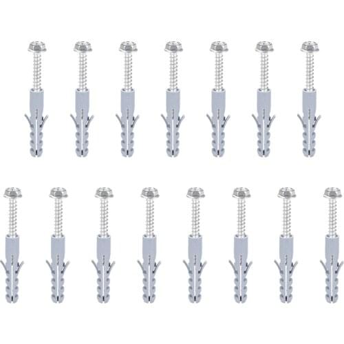 Uxcell 15pcs 10mmX50mm Plastic Anchor Bolts Expansion Pipe Column Concrete Wall Plug Frame Fixings Tube with Screws Gray