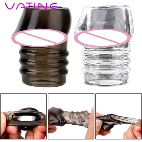 VATINE Cock Ring Time Delay Foreskin Correction Penis Extender Rings Male Chastity Device Glans Protector Sleeve Ring