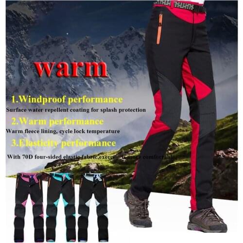 Womens Winter Ski Pants Waterproof Warm Fleece Softshell Hiking Trousers Outdoor Sport Trekking Mountain Climbing Thick Pants