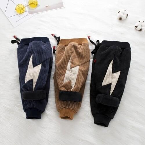 Winter new fashion baby corduroy pants boys girls thicken solid straight trousers children keep warm child autumn pants