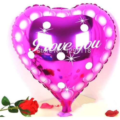 10pcs/lot 18 Inch Red Heart Shaped Love You Helium Foil Balloons Wedding Holiday Party Decorations