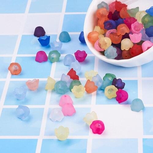 200pcs Acrylic Beads Caps Charms for Jewelry Making DIY Bracelet Necklace Headdress Transprent Flower 10x6mm Hole: 1.5mm