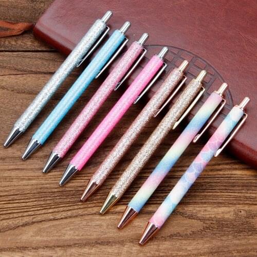 40pcs/lot Kawaii Ballpoint Pen Fashion Girl Glitter Powder Mermaid Metal Novelty Pen for School Office Writing Supplies Pen Gift