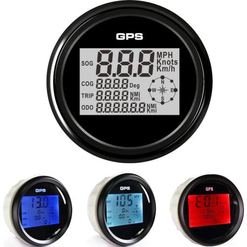 85mm Car Boat GPS Speedometer Meter Digital Display 0~999 MPH Knots Km/h adjustable Speedometer Gauge with 8 Color Backlight