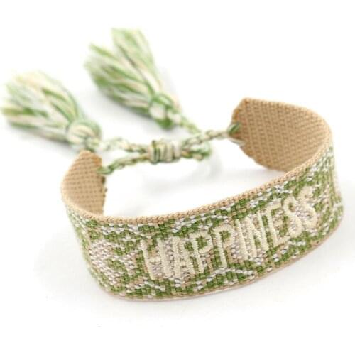 Friendship Bracelet European and American Popular Letter HAPPY LOVE SMILE Embroidery Retro Flow Hand Rope Girl Jewelry Jewelry