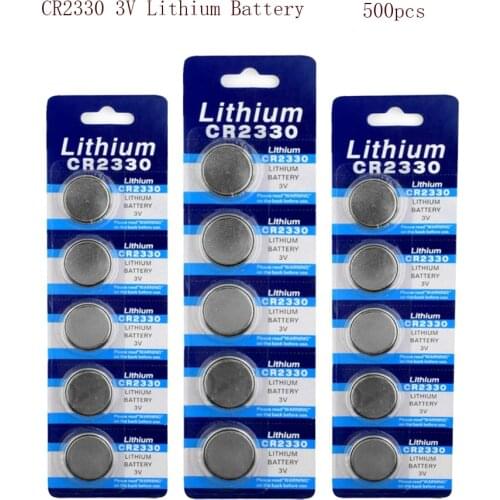 500pcs=100Card 260mAh CR2330 Lithium 3V Button Battery BR2330 ECR2330 Cell Coin Batteries For Watch Electronic Toy Remote