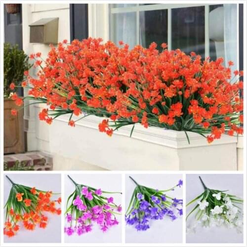 Fake Flowers Artificial Flowers Real Touch Artificial Bouquet UV Resistant Shrubs Plants No Fade Plastic Home Garen Decors