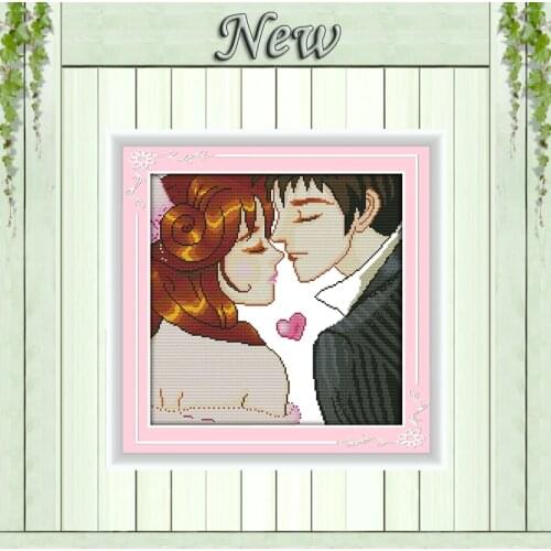 Lover kiss sweet home decor painting counted printed on canvas DMC 11CT 14CT Chinese Cross Stitch kits needlework Set embroidery