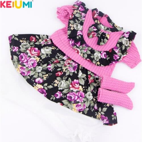 KEIUMI Rose Red Baby Girl Doll Dress Suit for 17 inch Reborn Baby Doll With Pretty Flower For Kids Doll Collection